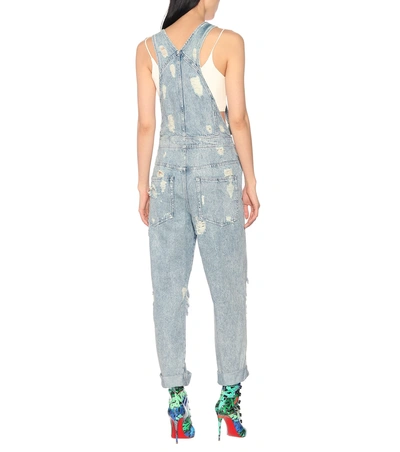 Shop Balmain Denim Overalls In Blue