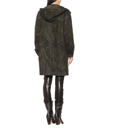 Shop Saint Laurent Camouflage Cotton-blend Parka In Green