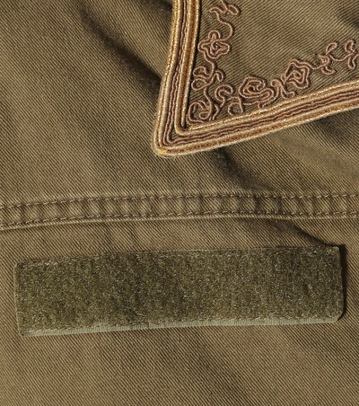 Shop Saint Laurent Embroidered Cotton-blend Jacket In Green