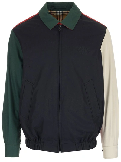 Shop Burberry Colour Blocked Bomber Jacket In Multi