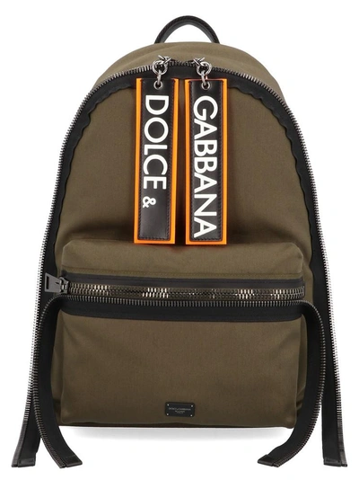 Shop Dolce & Gabbana Logo Zipped Backpack In Green