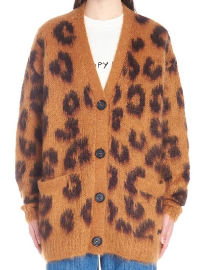 Shop Miu Miu Animal Mohair Cardigan In Multi