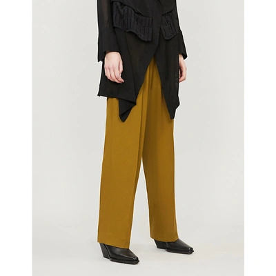 Shop Haider Ackermann High-rise Wide Woven Trousers In Bronze