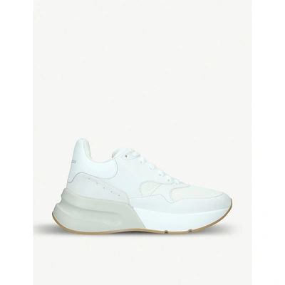 Shop Alexander Mcqueen Runner Leather And Mesh Trainers In White