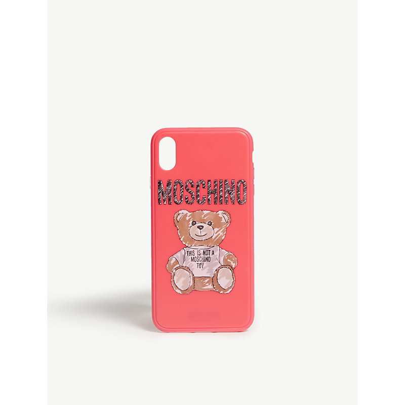 Moschino Sketched Teddy Iphone Xs Max Case In Pink Modesens