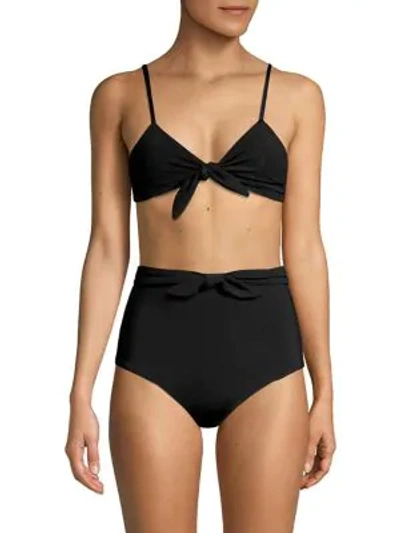 Shop Mara Hoffman Carla Tie-front Bikini Top In Black