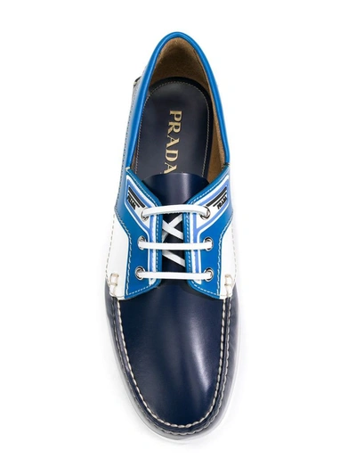 Shop Prada Lace Up Boat Shoes In Oby Oltremare/marea