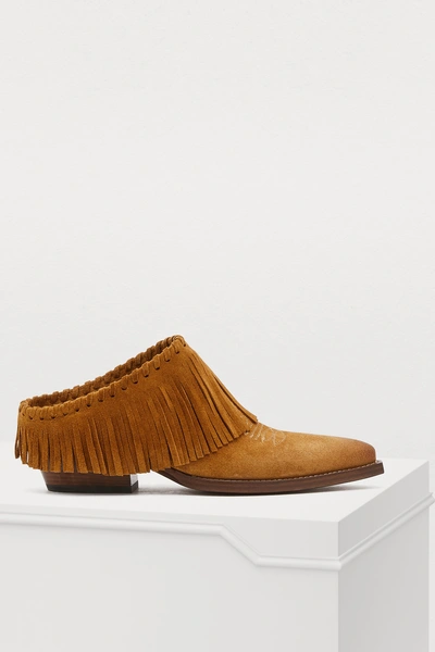 Shop Sartore Santiago Mules With Fringe In Rame