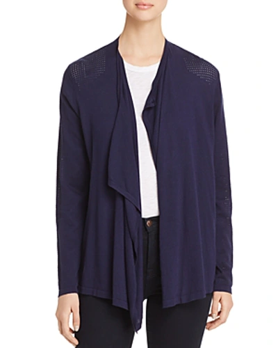 Shop Avec Mixed-knit Lace-up Cardigan In Navy