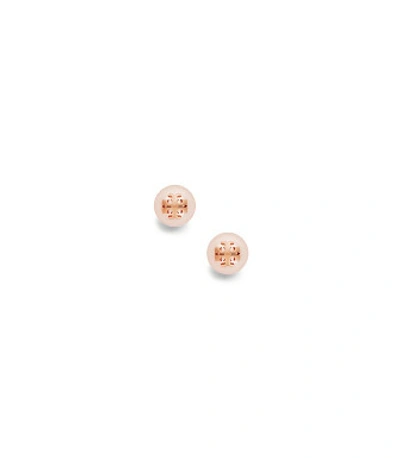 Shop Tory Burch Kira Pearl Stud Earring In Rose/rose Gold