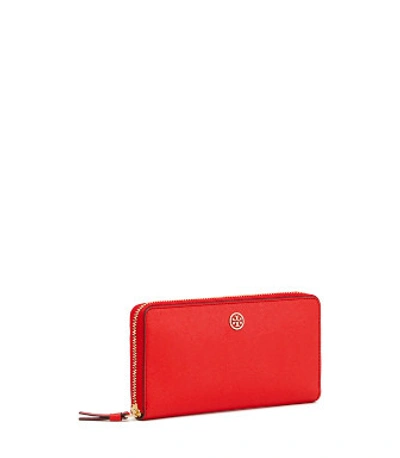 Shop Tory Burch Robinson Zip Continental Wallet In Red