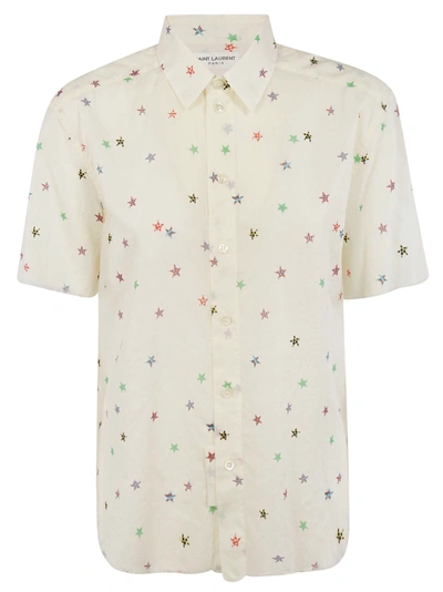 Shop Saint Laurent Star Print Shirt In Craie Multicolor