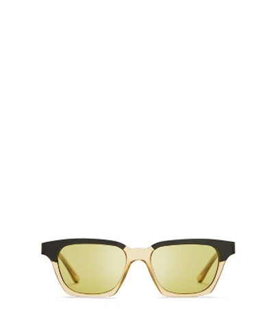 Shop Tory Burch Two-tone Rectangle Sunglasses In Pinot Crystal