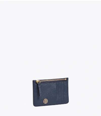 Shop Tory Burch Robinson Slim Card Case In Royal Navy