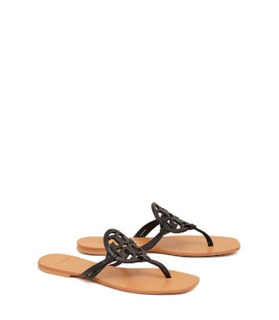 Shop Tory Burch Miller Square-toe Sandals, Leather In Perfect Black