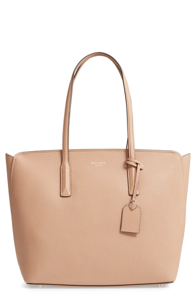 Shop Kate Spade Large Margaux Leather Tote - Beige In Light Fawn