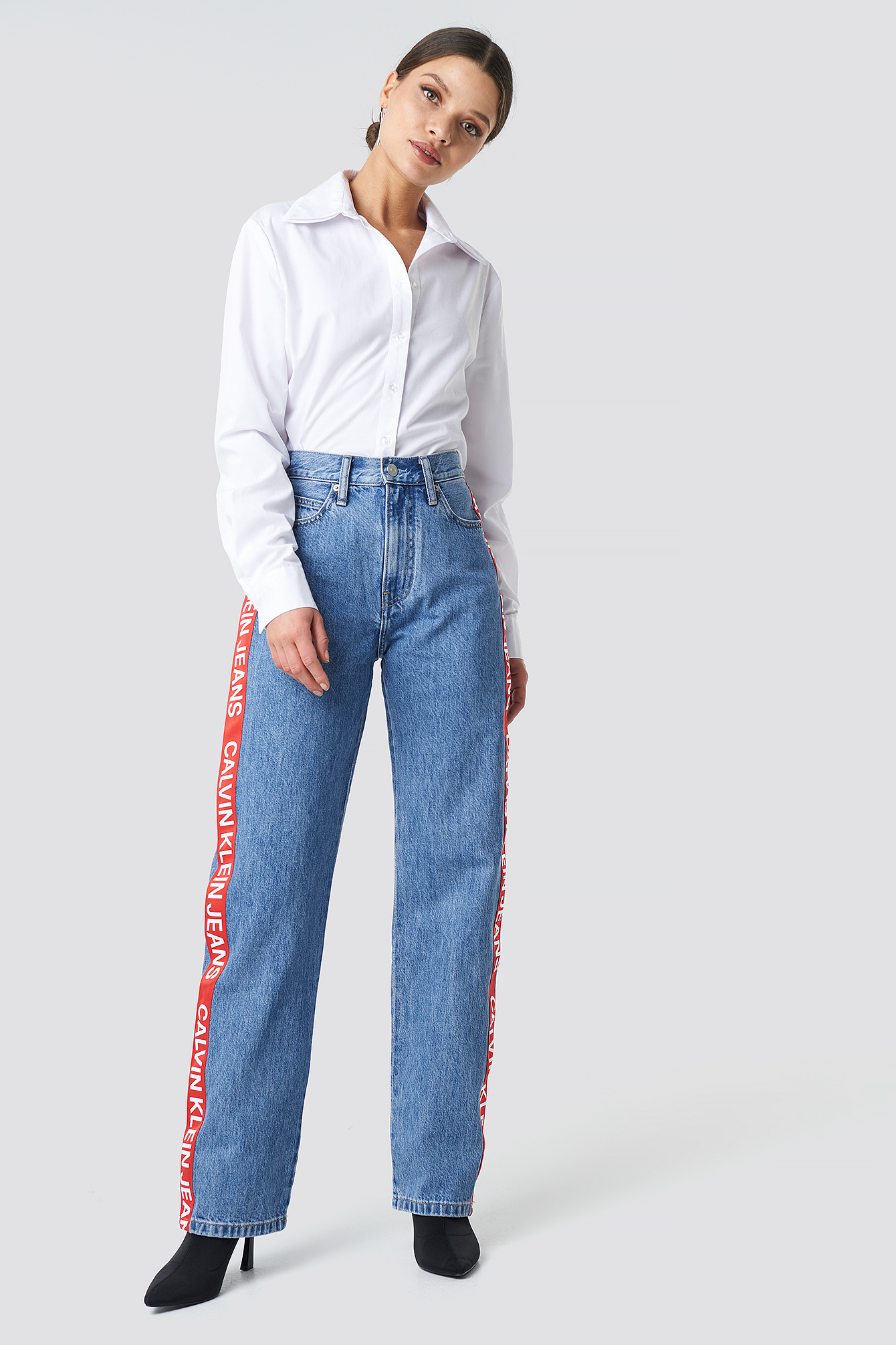 calvin klein high rise straight jeans