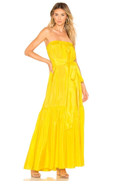 Shop Anaak Sakura Strapless Dress In Sun Yellow