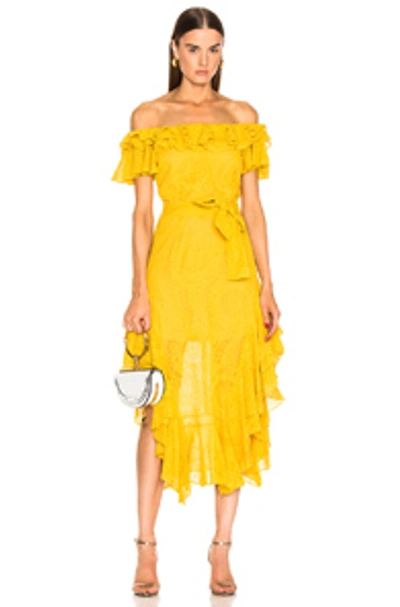 Shop Marissa Webb Sofia Embroidered Dress In Saffron Yellow