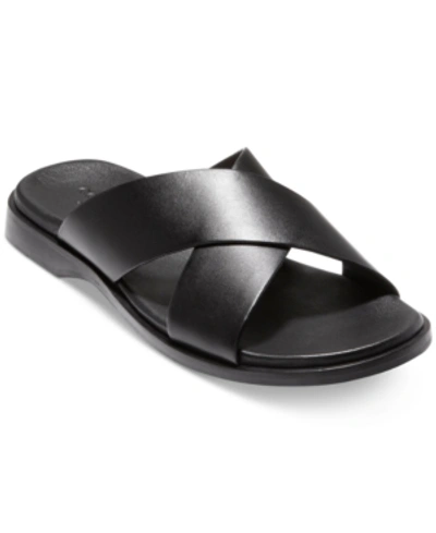 Shop Cole Haan Men's Goldwyn 2.0 Cross Band Slide Sandals Men's Shoes In Black Smooth