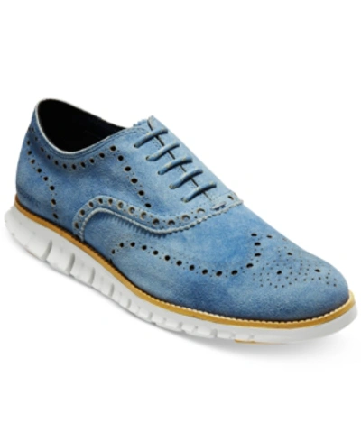 Shop Cole Haan Men's Zerogrand Wingtip Oxfords Men's Shoes In Blue Suede
