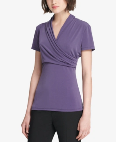 Shop Dkny Ruched Top In Eggplant