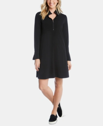 Shop Karen Kane Zip-up Travel Dress In Black