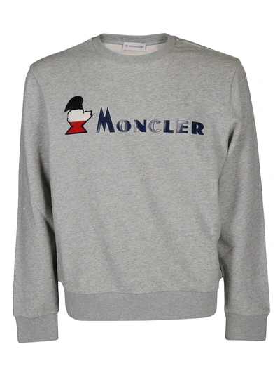 Shop Moncler Logo Print Sweatshirt In Grey