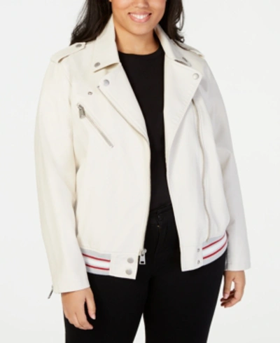 Shop Levi's Trendy Plus Size Faux-leather Moto Jacket In Oyster