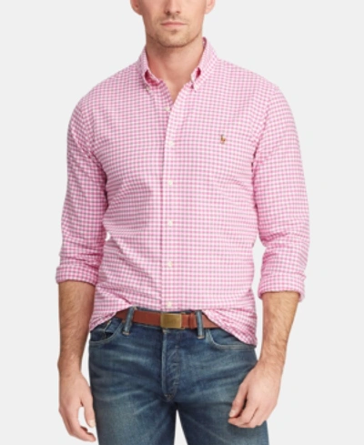 Shop Polo Ralph Lauren Men's Classic Fit Cotton Gingham Shirt In Rose/white