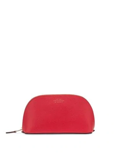 Shop Smythson Panama Leather Cosmetics Case In Red