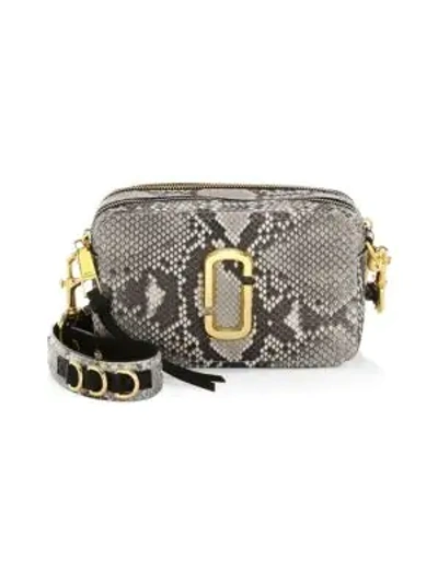Shop Marc Jacobs The Softshot Snakeskin-embossed Leather Camera Bag In Neutral