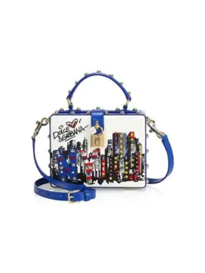 Shop Dolce & Gabbana New York Skyline Graphic Leather Crossbody Bag In Multi