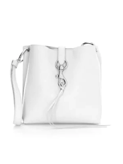 Shop Rebecca Minkoff Small Megan Leather Feed Bag In Ice Grey