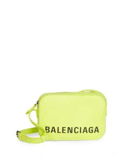 Shop Balenciaga Ville Leather Camera Bag In Green