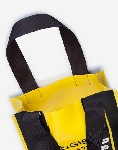 Shop Dolce & Gabbana Pvc Street Shopping Bag With Logo In Yellow