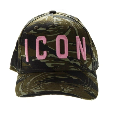 Shop Dsquared2 Camouflage Icon Pach Baseball Cap In Multicolor/rose