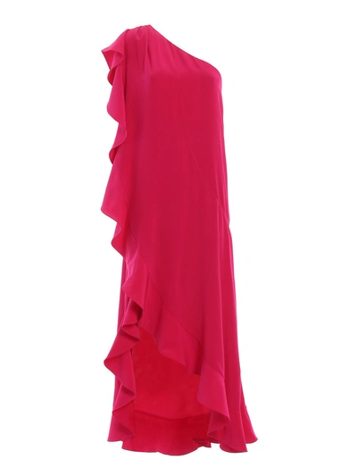 Shop Givenchy Asymmetric Ruffled Dress In Cyclamen