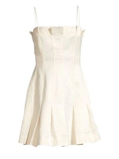 Shop Amur Joy Linen-blend Slip Dress In White