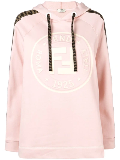 Shop Fendi Ff Logo Print Hoodie - Pink