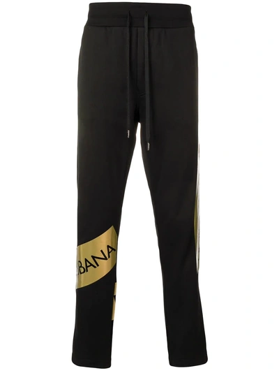 Shop Dolce & Gabbana Logo Print Track Pants - Black