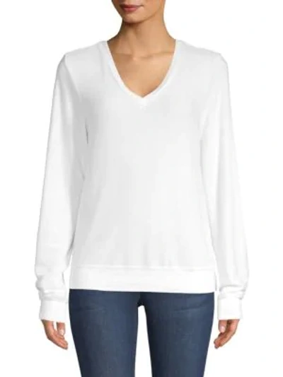 Shop Wildfox V-neck Sweatshirt In Clean White