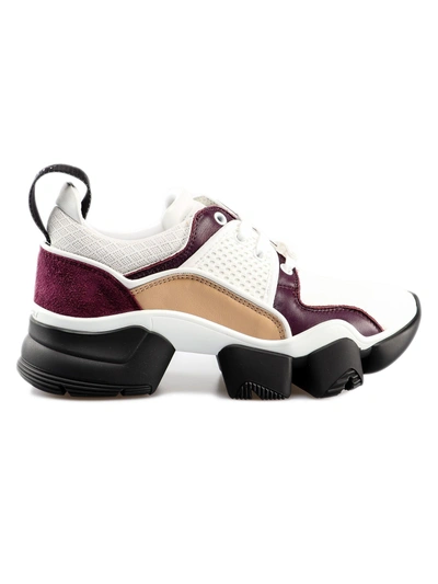 Givenchy Jaw Leather And Mesh Running Sneakers In White/purple