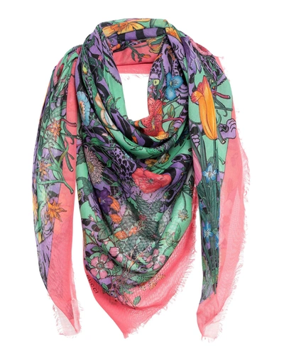 Shop Gucci Square Scarf In Fuchsia