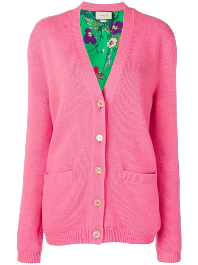 Shop Gucci Logo Cardigan - Pink