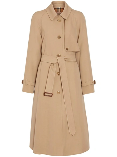 Shop Burberry Wool Gabardine Trench Coat In Brown