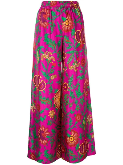 Shop La Doublej Floral Print Trousers - Purple