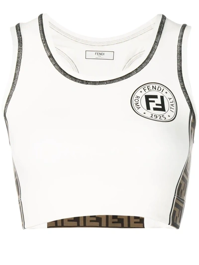 Shop Fendi Side Logo Tank Top - White