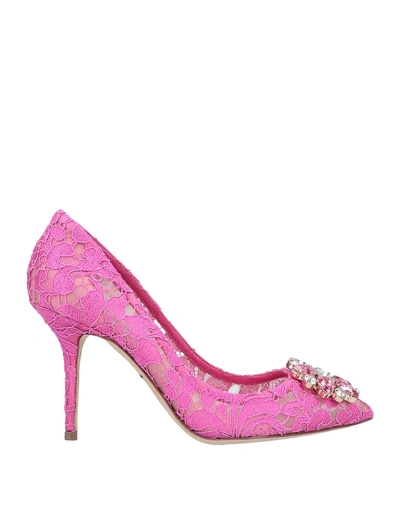 Shop Dolce & Gabbana Woman Pumps Fuchsia Size 7.5 Viscose, Cotton, Polyamide, Silk In Pink