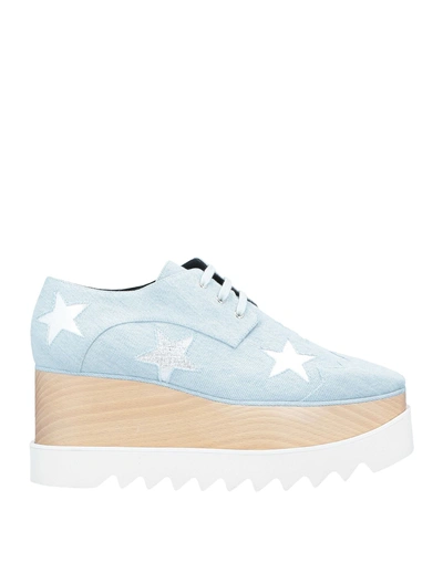 Shop Stella Mccartney Laced Shoes In Pastel Blue